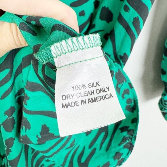 AMANDA UPRICHARD | REVOLVE Green & Black Animal Print Silk Dress Women’s Size M - Picture 7 of 8